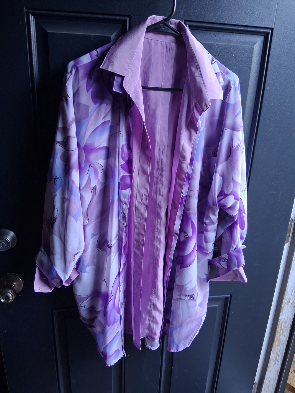 Lavender Floral Open-Front Women's Blouse Jacket